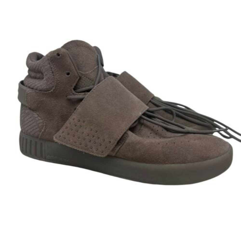 Adidas Mens Size 9 Tubular Invader Strap CG5069 Linen/Khaki High Top Shoes Euc